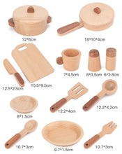 Load image into Gallery viewer, 15 Pcs Wooden Kitchen Cookware Playset