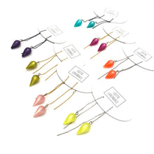 Load image into Gallery viewer, Citrus Yellow Moonglow Spike Threader Earrings