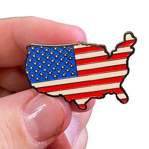 American Flag U.S. Map Pin with Dual Posts & Deluxe Clasps