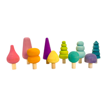 Load image into Gallery viewer, 10 Pcs STAINED Wooden Trees Set in Pastel/Macaron Colors