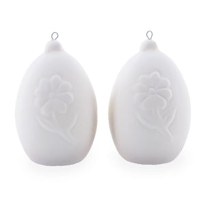 Set of 2 Blank Unpainted DIY Craft Kit Flower Easter Egg Ornaments 3 Inches