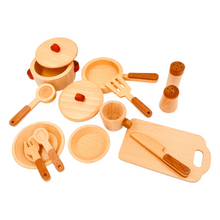 Load image into Gallery viewer, 15 Pcs Wooden Kitchen Cookware Playset